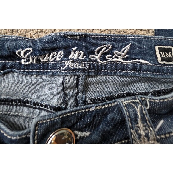 Grace In LA Jeans Womens 11 Blue Medium Wash Rhinestone Bling Boot Cut Western - Picture 8 of 14